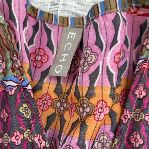 Echo Multicolor Bohemian Silk Blouse - Picture 9 of 15